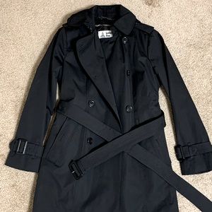 London Fog Heritage black trench coat XS petite